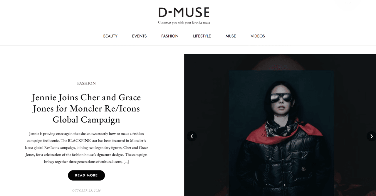Dmuse Magazine website preview
